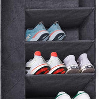 over the Door Shoe Organizer for Closet with Large Deep Pockets, Narrow Shoe Rack for Door Hanging Boots Storage, Black