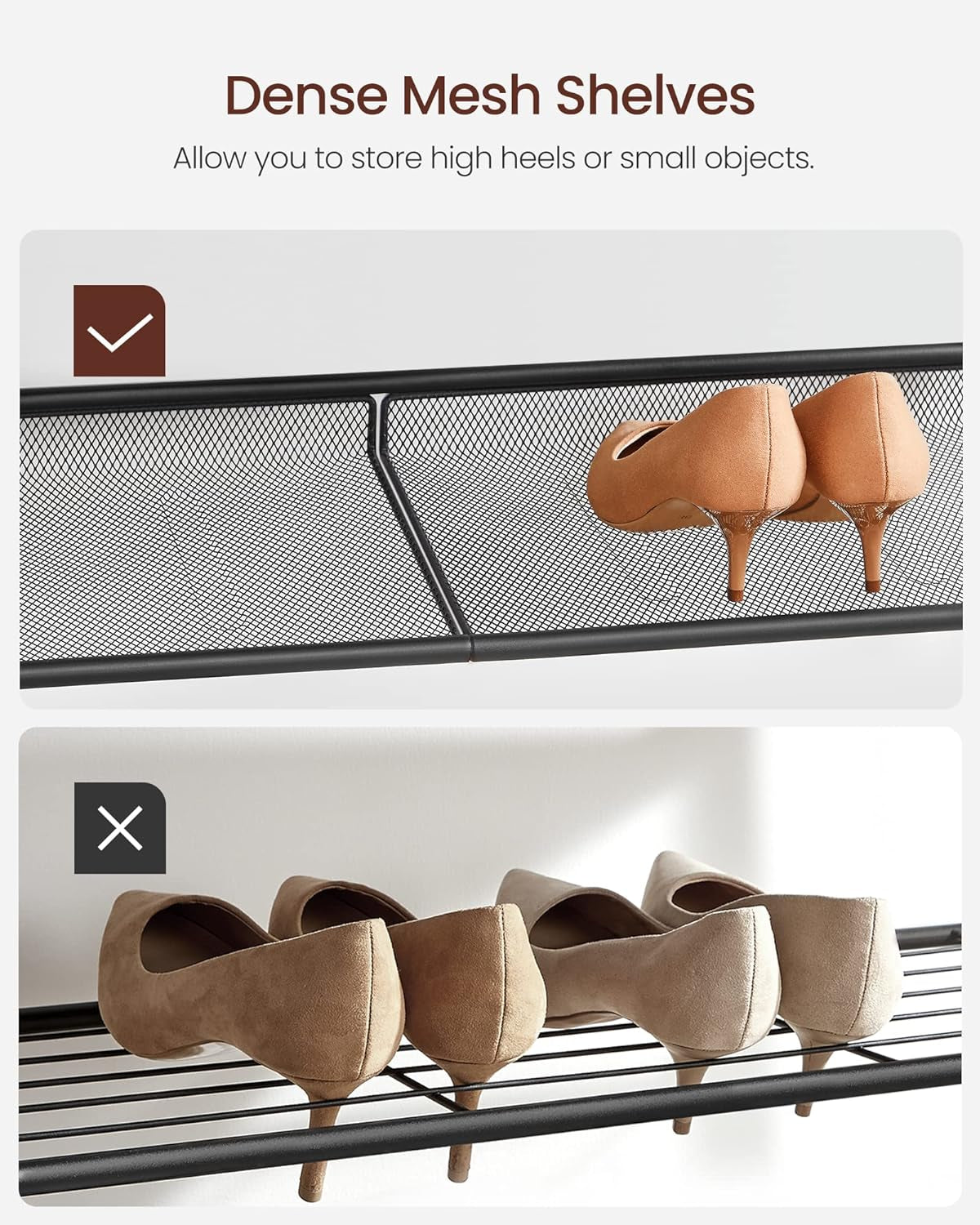 Shoe Rack for Entryway, 5 Tier Shoe Storage Shelves, 16-20 Pairs Shoe Organizer, with Sturdy Wooden Top and Steel Frame, Free Standing, Industrial, Rustic Brown and Black ULBS038B01