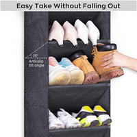 over the Door Shoe Organizer for Closet with Large Deep Pockets, Narrow Shoe Rack for Door Hanging Boots Storage, Black