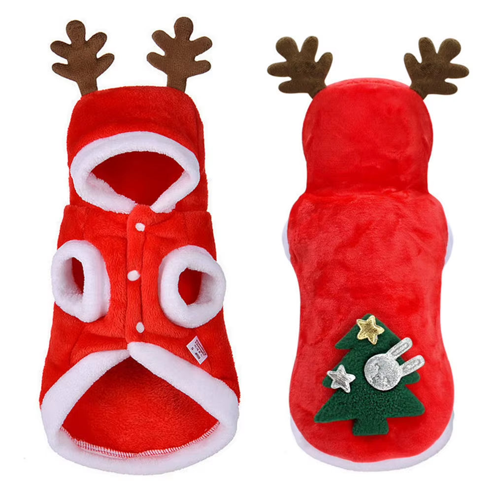 1-5PCS Christmas Pet Clothes Elk Pet Dog Cold Weather Coats Winter Warm Dog Christmas Clothes for Small Dogs Cats