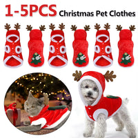 1-5PCS Christmas Pet Clothes Elk Pet Dog Cold Weather Coats Winter Warm Dog Christmas Clothes for Small Dogs Cats