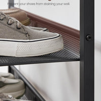 Shoe Rack for Entryway, 5 Tier Shoe Storage Shelves, 16-20 Pairs Shoe Organizer, with Sturdy Wooden Top and Steel Frame, Free Standing, Industrial, Rustic Brown and Black ULBS038B01