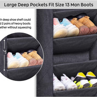 over the Door Shoe Organizer for Closet with Large Deep Pockets, Narrow Shoe Rack for Door Hanging Boots Storage, Black