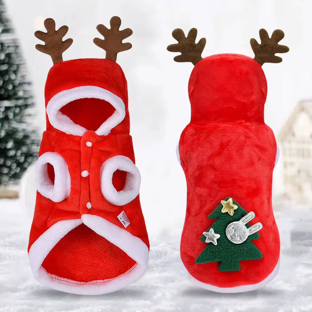 1-5PCS Christmas Pet Clothes Elk Pet Dog Cold Weather Coats Winter Warm Dog Christmas Clothes for Small Dogs Cats