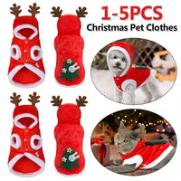 1-5PCS Christmas Pet Clothes Elk Pet Dog Cold Weather Coats Winter Warm Dog Christmas Clothes for Small Dogs Cats